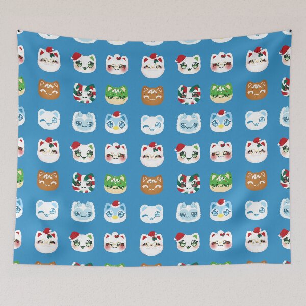 Item preview, Aphmau Christmas Holiday Meemeow Cat Pattern Glacial Blue Variant Version 1 designed and sold by ACenturyMage.