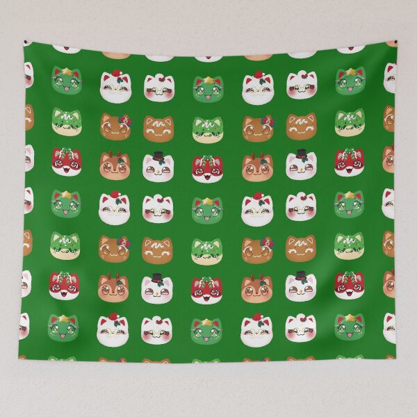 Item preview, Aphmau Christmas Holiday Meemeow Cat Pattern Green Variant Version 2 designed and sold by ACenturyMage.