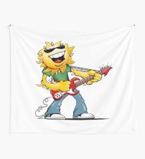 Guitar Jammin' Sun Cartoon Wall Tapestry