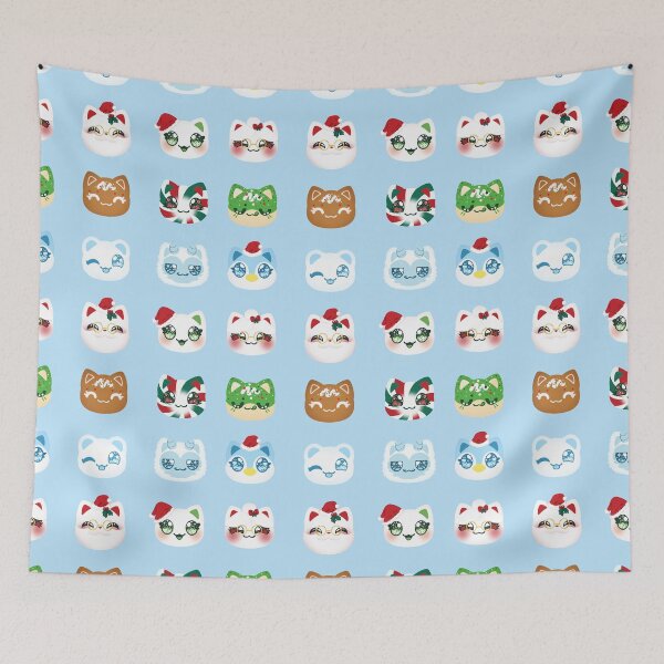 Item preview, Aphmau Christmas Holiday Meemeow Cat Pattern Powder Blue Variant Version 1 designed and sold by ACenturyMage.