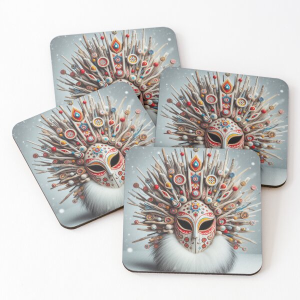 Item preview, The Trophy Wife of the Forest King - Exaggerated Maximalist Folk Mask designed and sold by Karaboshka.