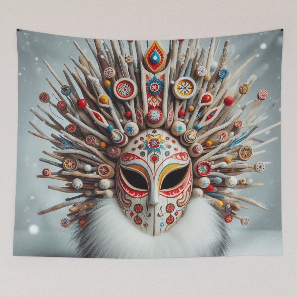 Item preview, The Trophy Wife of the Forest King - Exaggerated Maximalist Folk Mask designed and sold by Karaboshka.
