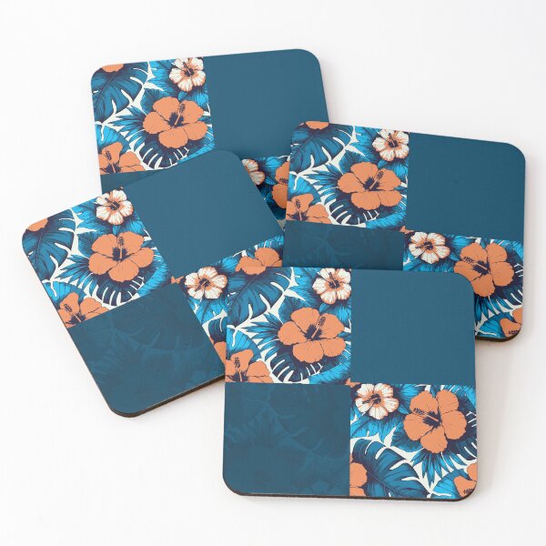 Item preview, Tropical Deep Blue & Orange Flowers Collage designed and sold by InFrameVision.