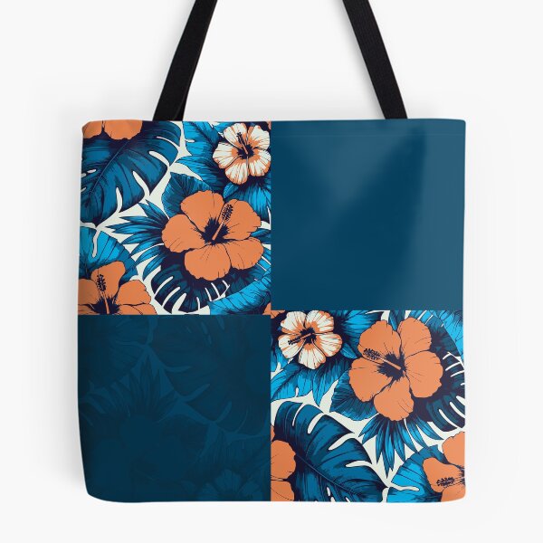Item preview, Tropical Deep Blue & Orange Flowers Collage designed and sold by InFrameVision.