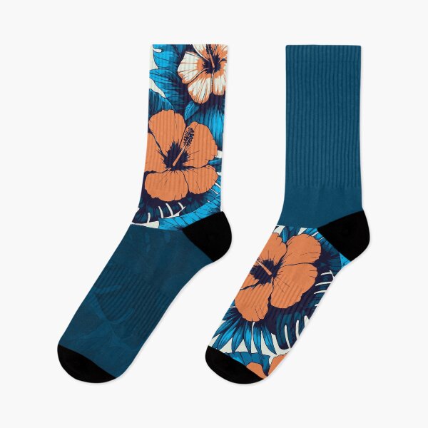 Item preview, Tropical Deep Blue & Orange Flowers Collage designed and sold by InFrameVision.