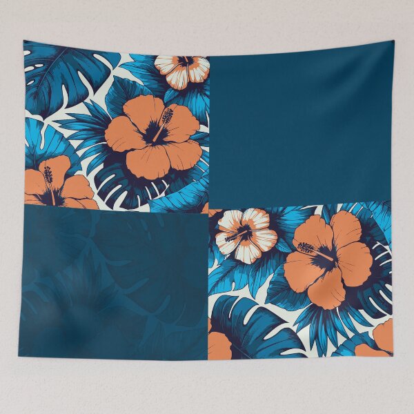 Item preview, Tropical Deep Blue & Orange Flowers Collage designed and sold by InFrameVision.