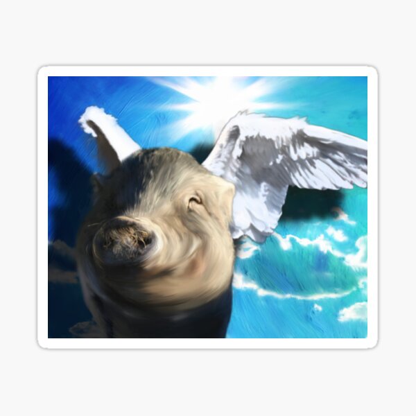 Vietnamese Pot Bellied Pig - Mini Pig Angel Portait Memorial Sticker