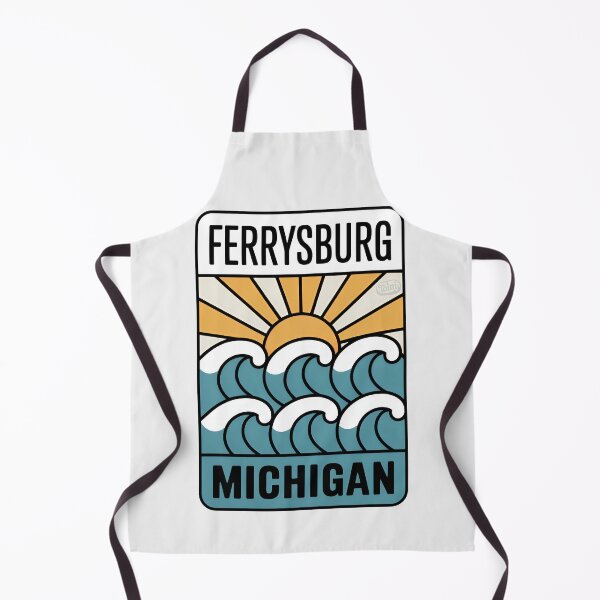 Item preview, Ferrysburg Michigan - Retro Sunset Sign designed and sold by TheOldMittenIllustrated.