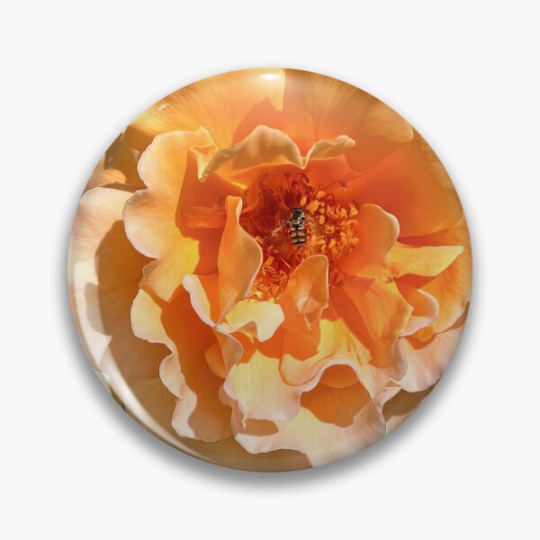 Item preview, Golden Peach Rose with Hoverfly – Macro Flower Photography designed and sold by Be Captured by Brittany Emma.