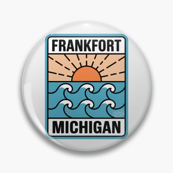 Item preview, Frankfort Michigan - Retro Sunset Sign designed and sold by TheOldMittenIllustrated.