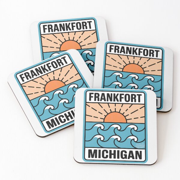 Item preview, Frankfort Michigan - Retro Sunset Sign designed and sold by TheOldMittenIllustrated.