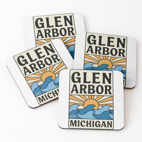 Item preview, Glen Arbor Michigan - Retro Sunset Sign designed and sold by TheOldMittenIllustrated.