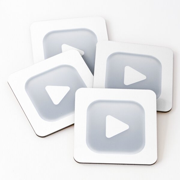 Item preview, A sleek rounded square button featuring a black play icon inside designed and sold by NutmegsDesign.