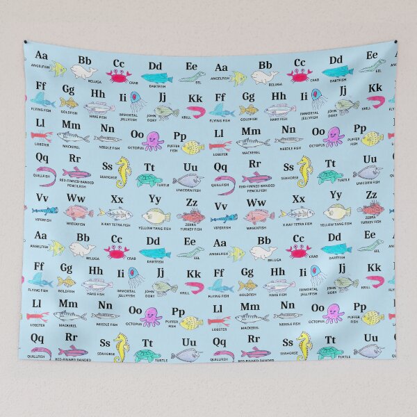 Item preview, Fish alphabet pattern hand drawn designed and sold by Boy and Belugee.