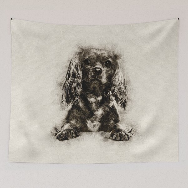 Item preview, Cavalier King Charles Spaniel Puppy Sketch designed and sold by k9printart.