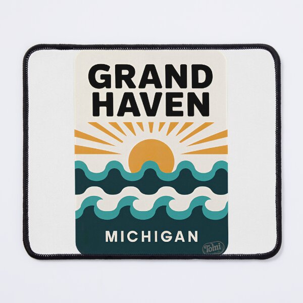 Item preview, Grand Haven Michigan - Retro Sunset Sign designed and sold by TheOldMittenIllustrated.