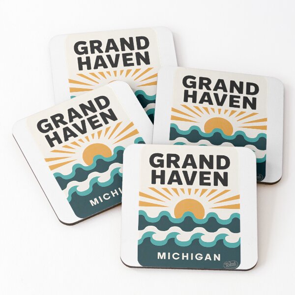 Item preview, Grand Haven Michigan - Retro Sunset Sign designed and sold by TheOldMittenIllustrated.