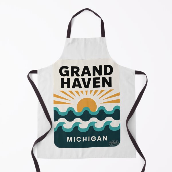 Item preview, Grand Haven Michigan - Retro Sunset Sign designed and sold by TheOldMittenIllustrated.