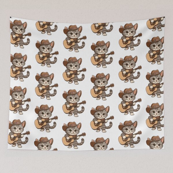 Item preview, Cowboy Cat Playing Guitar designed and sold by printmala.