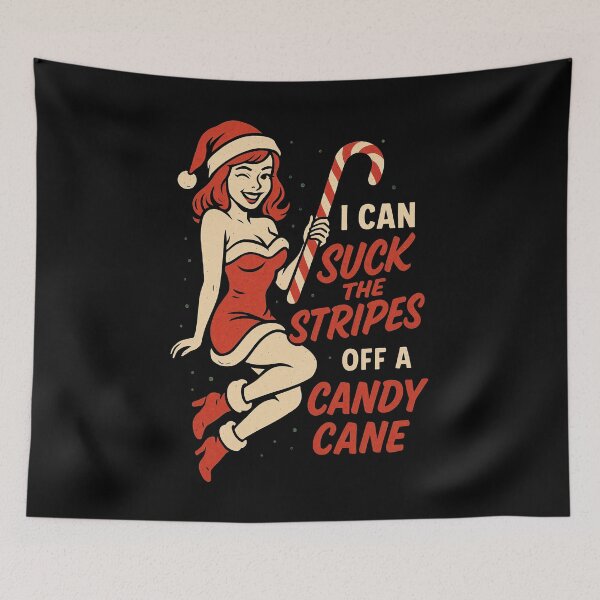 Item preview, Suck the Stripes Off a Candy Cane Naughty Xmas Pinup designed and sold by Victor Shadehorn.
