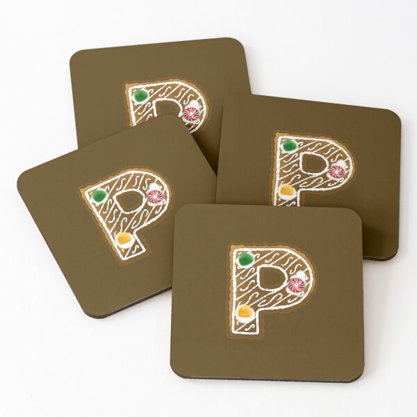 Item preview, P Monogram (Gingerbread) designed and sold by CharmedHeartArt.