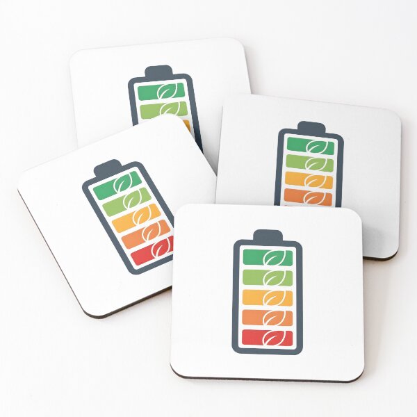 Item preview, Eco friendly battery icon with green leaves representing power levels designed and sold by NutmegsDesign.