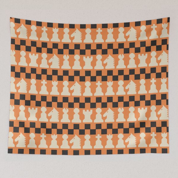 Item preview, Chess Quilt in Orange Off White and Black designed and sold by illucalliart.