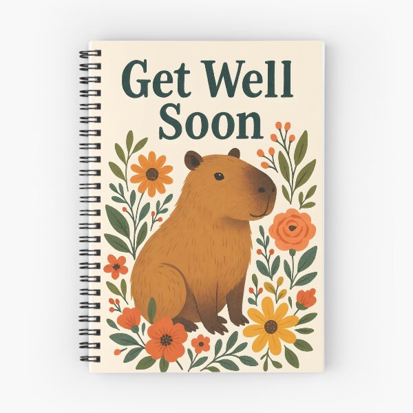 Item preview, Floral Capybara Get Well Soon Card – Elegant Illustration for Capy lovers designed and sold by EmeraldeaArt.