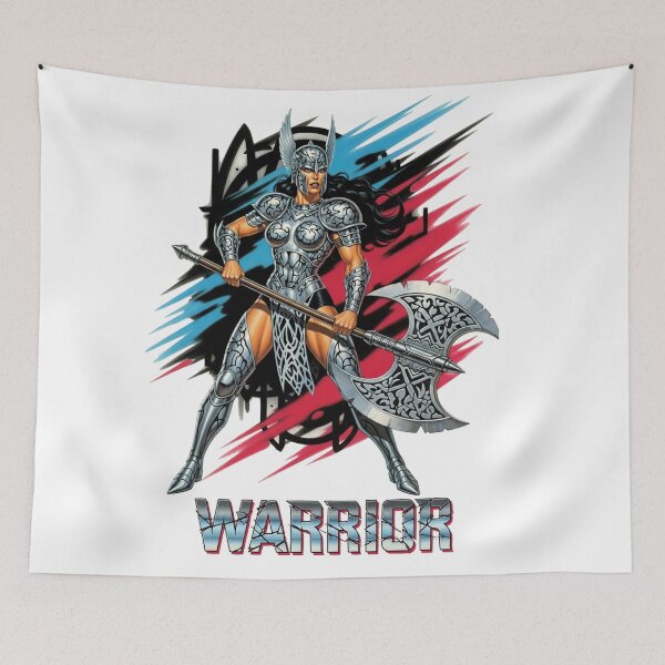 Item preview, Cyberpunk Valkyrie - Retro Metal Axe Warrior designed and sold by JonelleTshirts.