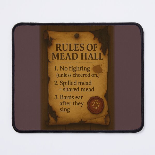 Item preview, Rules of the Mead Hall • Medieval Tavern Scroll Humor Design designed and sold by fairmaiden7.