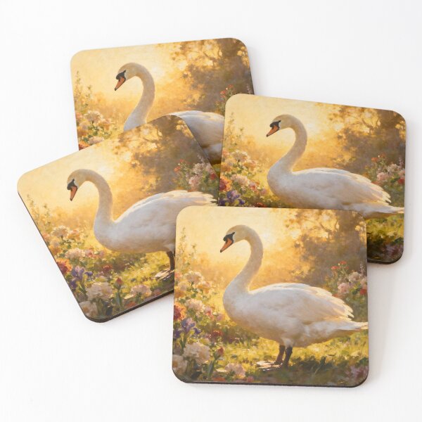 Artikelvorschau, Weißer Schwan in den Blumen I entworfen und verkauft von Silver Calico Studio.