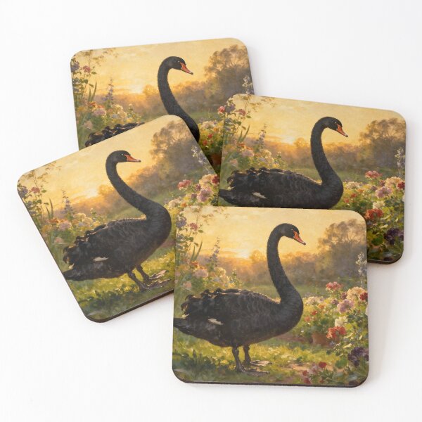 Artikelvorschau, Schwarzer Schwan in den Blumen I entworfen und verkauft von Silver Calico Studio.