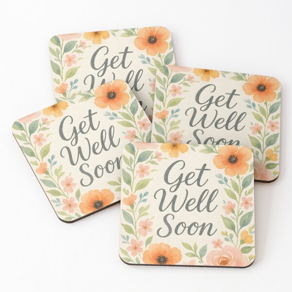 Item preview, Orangish Pastel Watercolor Floral – Get Well Soon Design designed and sold by EmeraldeaArt.