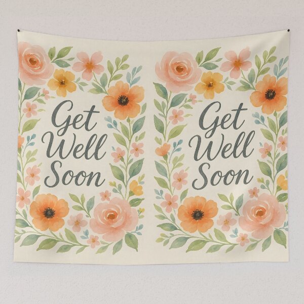 Item preview, Orangish Pastel Watercolor Floral – Get Well Soon Design designed and sold by EmeraldeaArt.