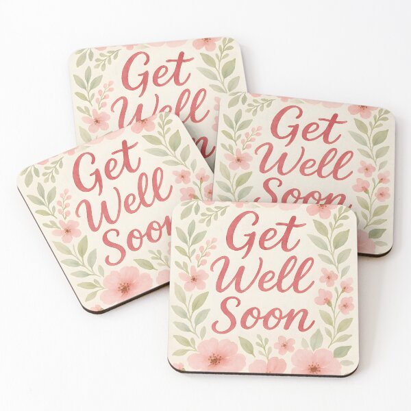 Item preview, Pink Delicate Watercolor Florals – Get Well Soon Message designed and sold by EmeraldeaArt.