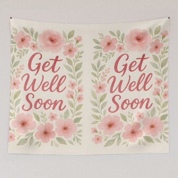 Item preview, Pink Delicate Watercolor Florals – Get Well Soon Message designed and sold by EmeraldeaArt.