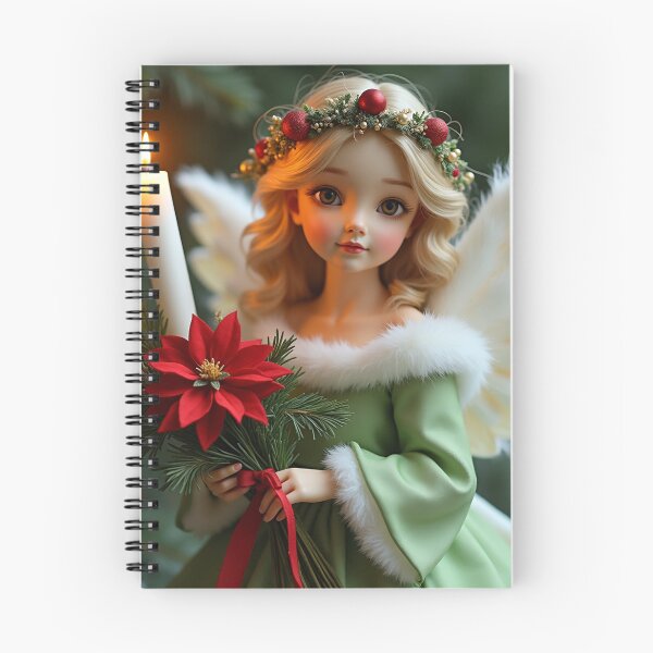 Aperçu de l'œuvre Christmas Angel of Joy – Candle & Poinsettias créée et vendue par Buttonquill.