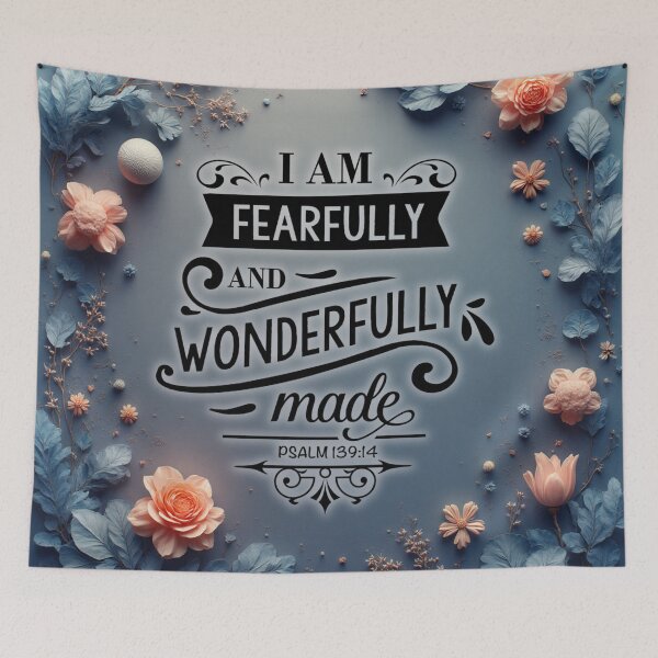 Item preview, Psalm 139:14 “Fearfully and Wonderfully Made” Christian Floral Art – Inspirational Bible Verse Design designed and sold by Alaska Magick.