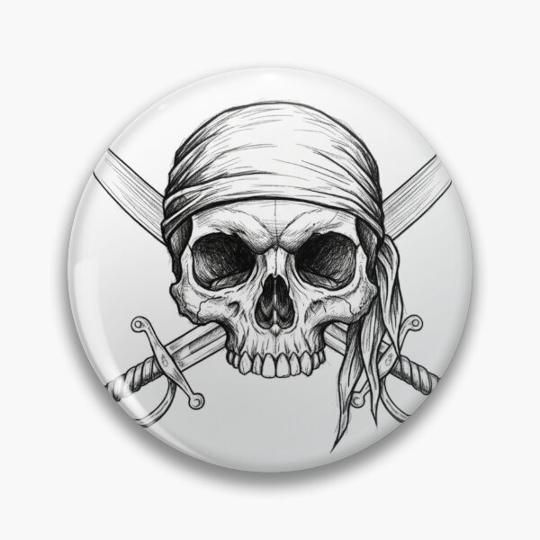 Item preview, Pirate Skull with Crossed Swords – Vintage Pirate Emblem Illustration designed and sold by jadolina.