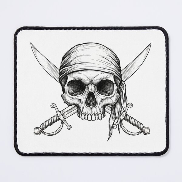Item preview, Pirate Skull with Crossed Swords – Vintage Pirate Emblem Illustration designed and sold by jadolina.