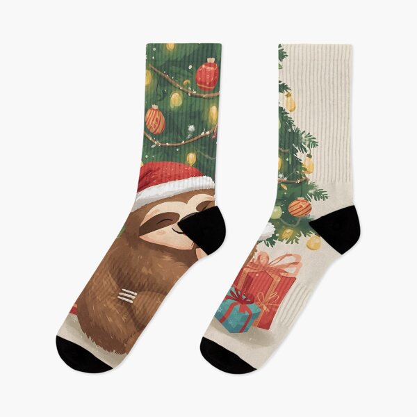 Item preview, Sloth Couple Snuggled Up for Christmas designed and sold by WildlifeWhimsy.