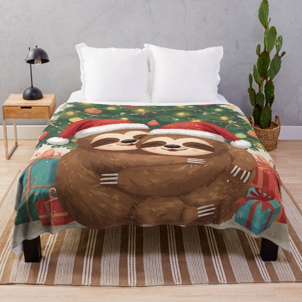 Item preview, Sloth Couple Snuggled Up for Christmas designed and sold by WildlifeWhimsy.