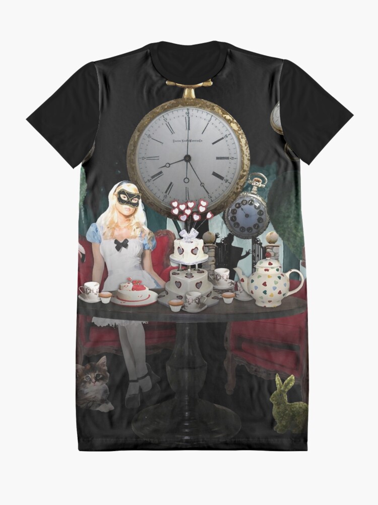 Alternate view of Alice In Wonderland Collage Graphic T-Shirt Dress