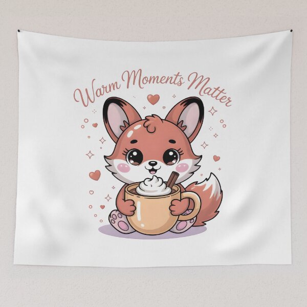 Item preview, Kawaii Fox Holding Cocoa – Warm Soft Morning Aesthetic Art designed and sold by SoftyDesigns.