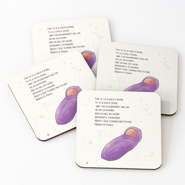 Item preview, For Unto Us A Child Is Born - Minimalist Baby Jesus Nativity Isaiah 9:6 designed and sold by 4Drachma.