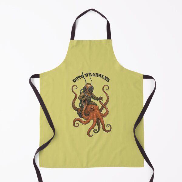 Item preview, Vintage Diver with Diving Helmet Riding and Steering a Giant Octopus designed and sold by urmaddad.