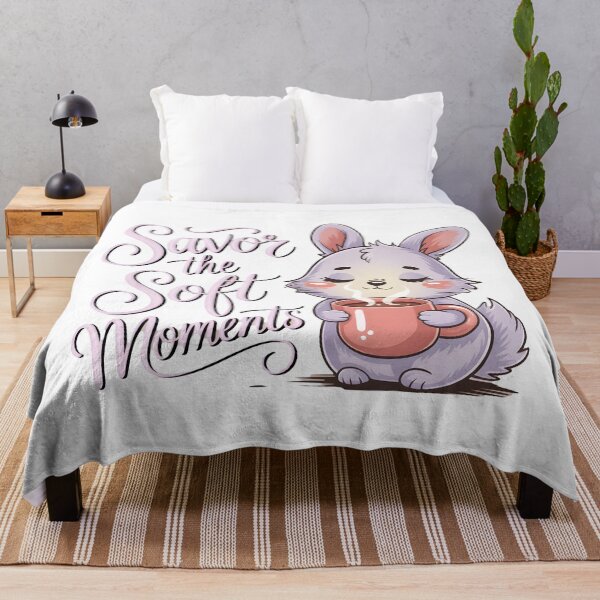 Item preview, Gentle Bunny with Hot Drink – Savor the Soft Moments Cute Art designed and sold by SoftyDesigns.