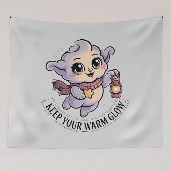 Item preview, Cute Cozy Creature with Hot Drink – Keep Your Warm Glow Pastel Art designed and sold by SoftyDesigns.