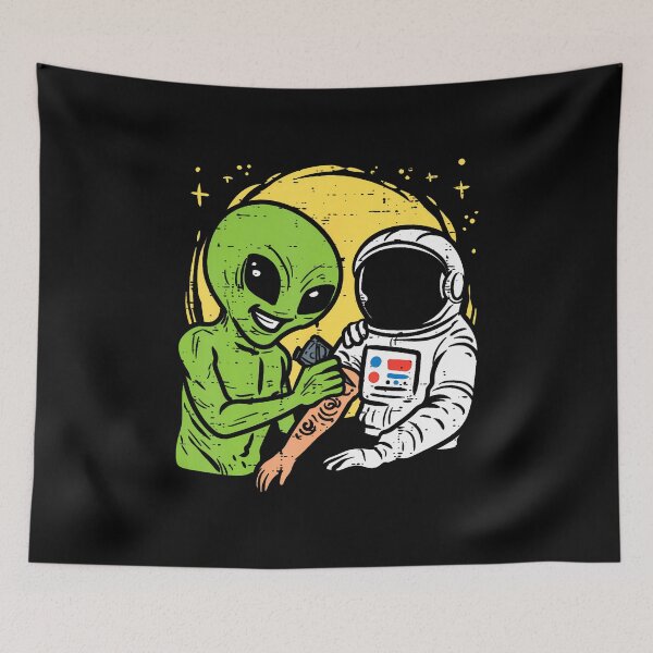 Item preview, Astronaut Inking Alien Funny Space Galaxy Tattoo Men Women designed and sold by JanetRamona.