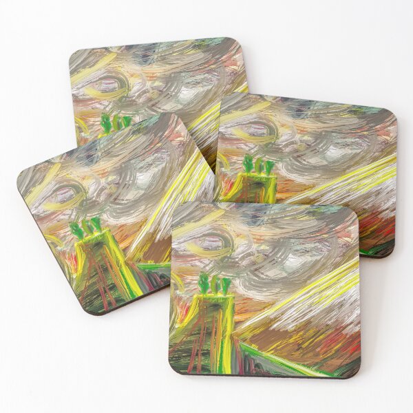 Item preview, Expressionist Landscape Digital Painting Brushstrokes | Textured Wall Art Yellow Brown Green designed and sold by Keltoi-art.
